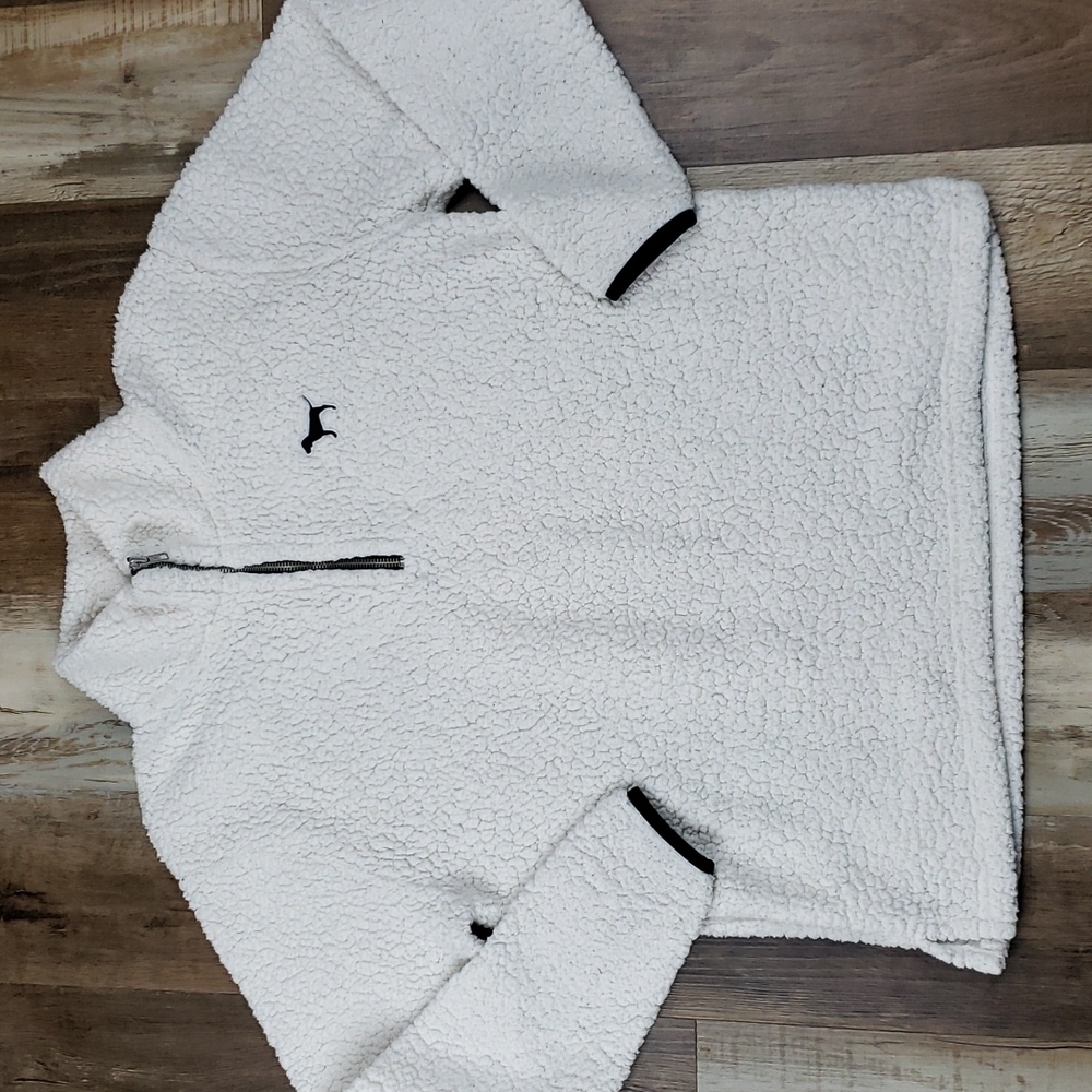 Pink Victoria's Secret Quarter Zip Textured Fleece Pullover Size Small
